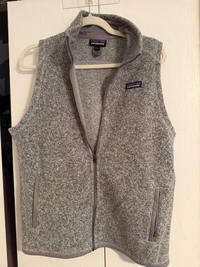Patagonia Heather Gray Full-Zip Fleece Vest
